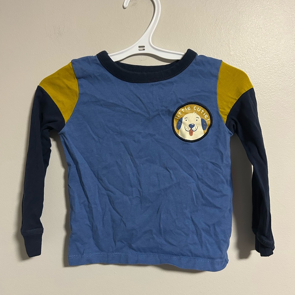 (3/$20) Joe Fresh 18/24m Blue and Yellow Long Sleeve shirt with Dog Patch
